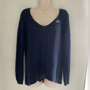Vintage y2k Hollister Dark Blue Open-Knit Sweater
